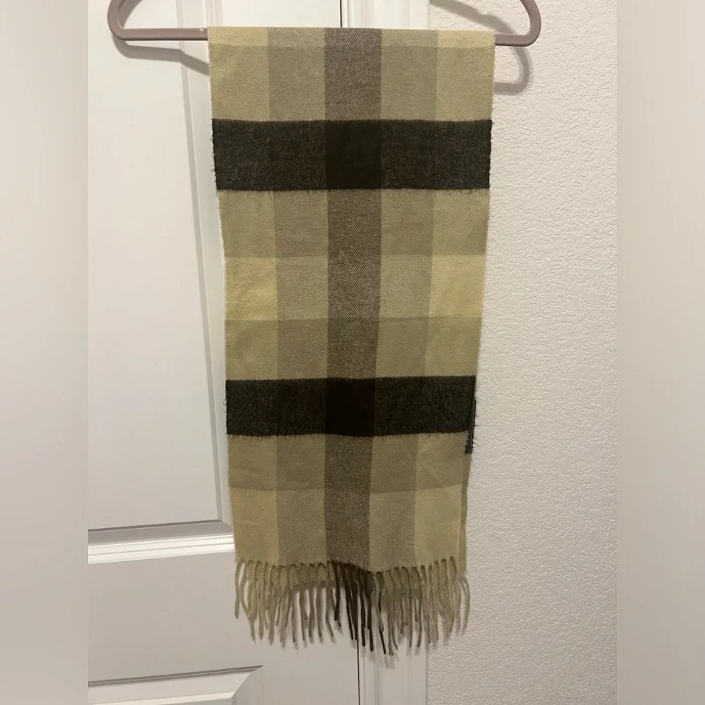 Christian Dior Brown/Tan Plaid Cashmere Scarf